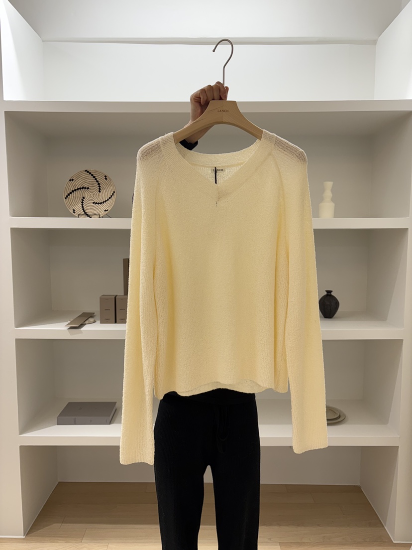 LANCH東大門代購女士新品人氣時尚26春夏熱賣真品針織衫V領LANCH針織衫圖色1