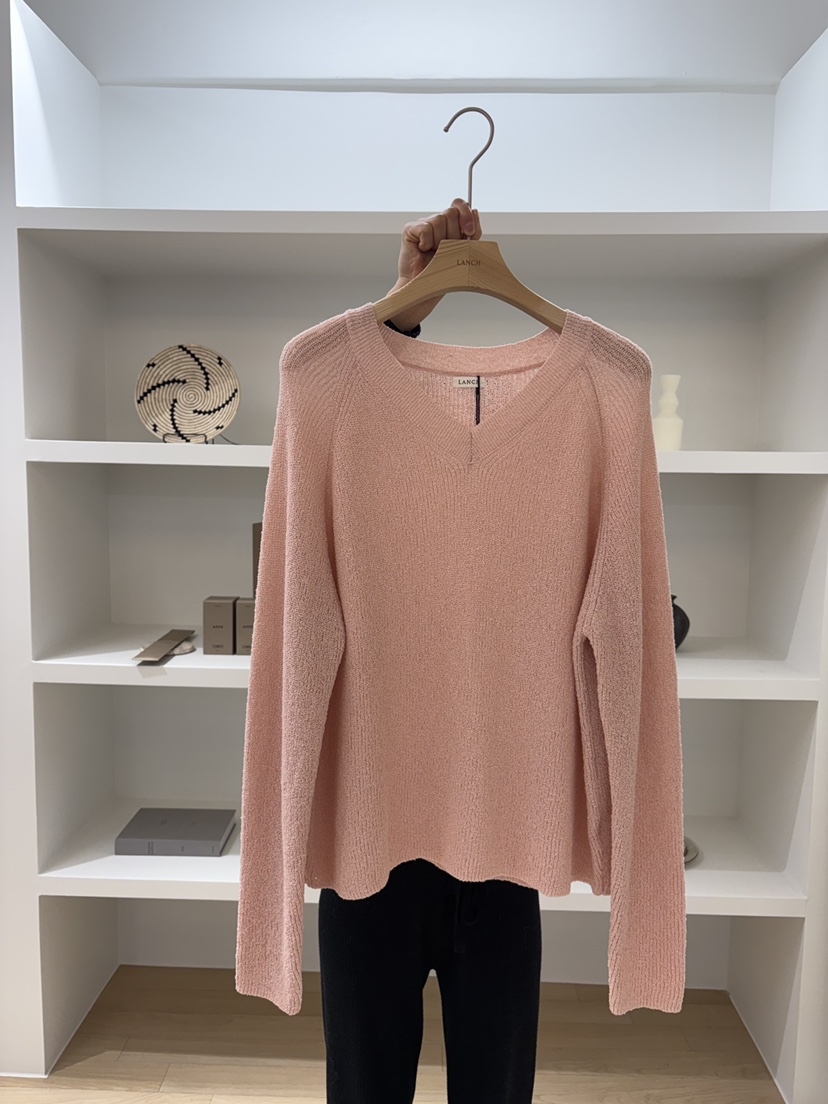LANCH東大門代購女士新品人氣時尚26春夏熱賣真品針織衫V領LANCH針織衫圖色2
