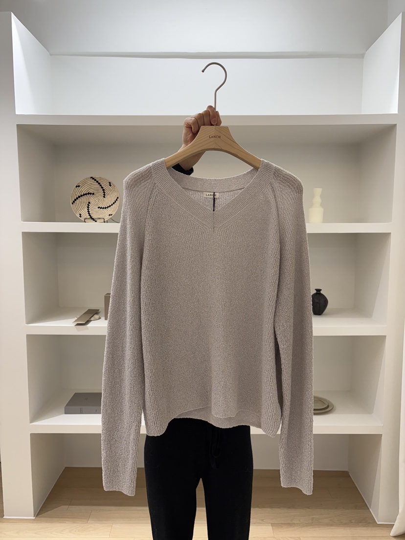 LANCH東大門代購女士新品人氣時尚26春夏熱賣真品針織衫V領LANCH針織衫圖色3