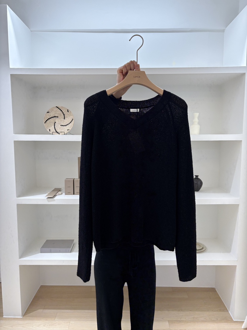 LANCH東大門代購女士新品人氣時尚26春夏熱賣真品針織衫V領LANCH針織衫圖色4