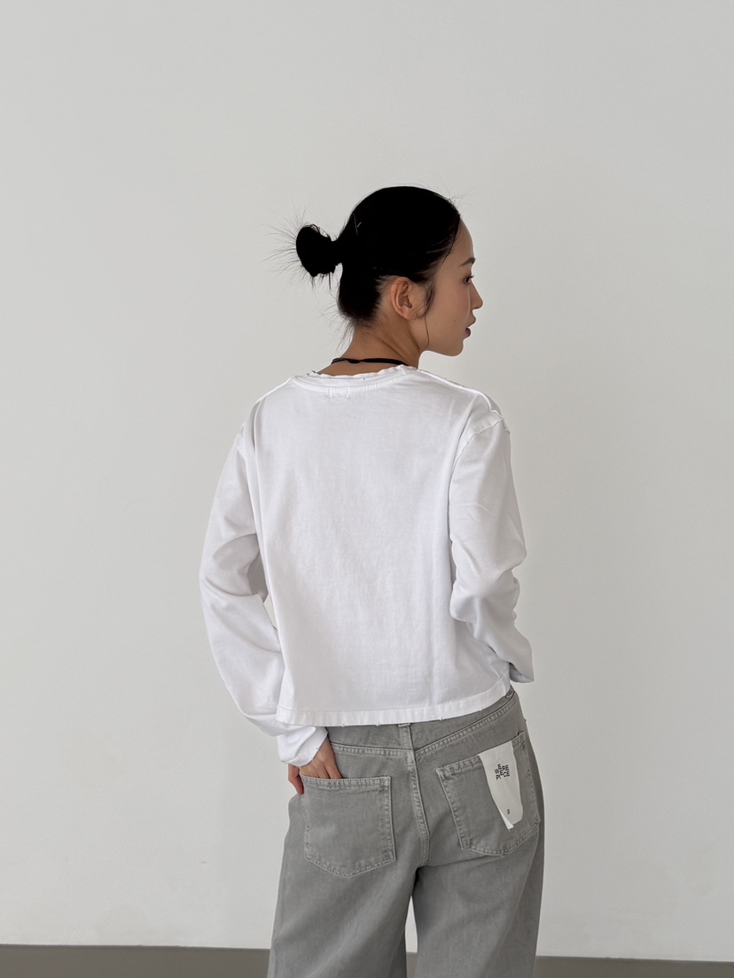 KARE/WEREPIECE東大門實拍女裝新款26春夏長袖T恤復古洗滌KARE/WEREPIECE長袖T恤