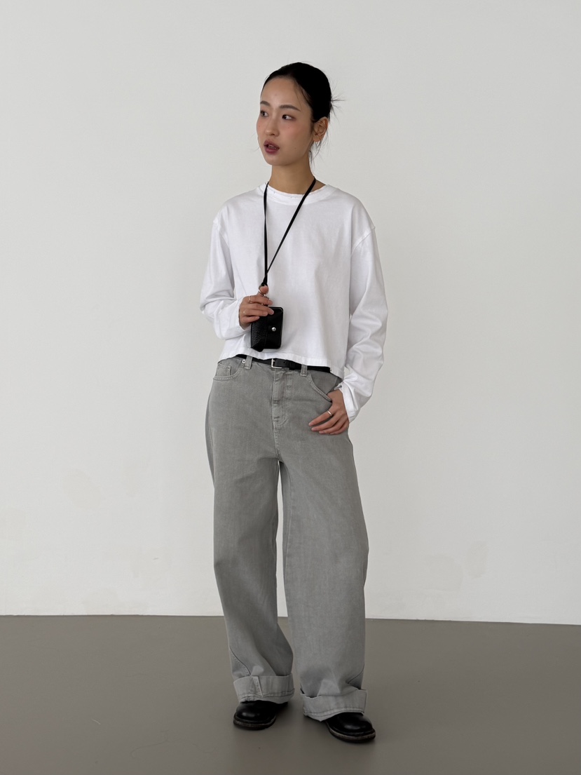 KARE/WEREPIECE東大門實拍女裝新款26春夏長袖T恤復古洗滌KARE/WEREPIECE長袖T恤