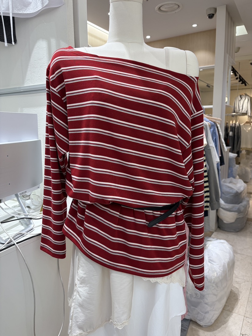 JOA東大門直郵女裝新款休閑時尚26春夏熱賣人氣長袖T恤露肩JOA長袖T恤圖色1