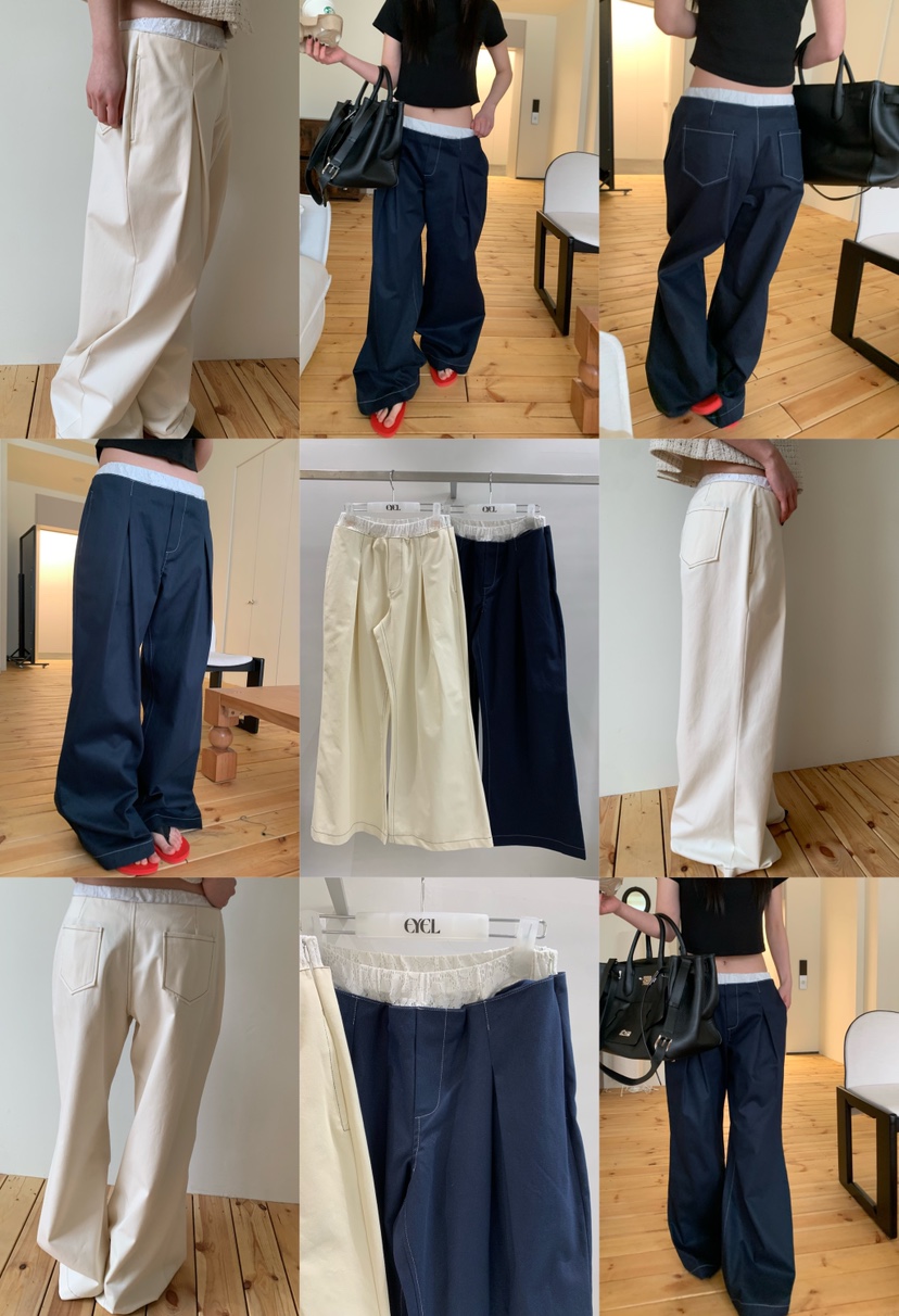 EYEL東大門直郵女士新品26春夏休閑人氣推薦職業休閑褲蕾絲EYEL休閑褲