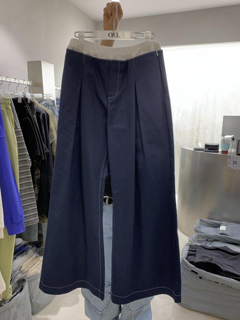 EYEL東大門直郵女士新品26春夏休閑人氣推薦職業休閑褲蕾絲EYEL休閑褲圖色1