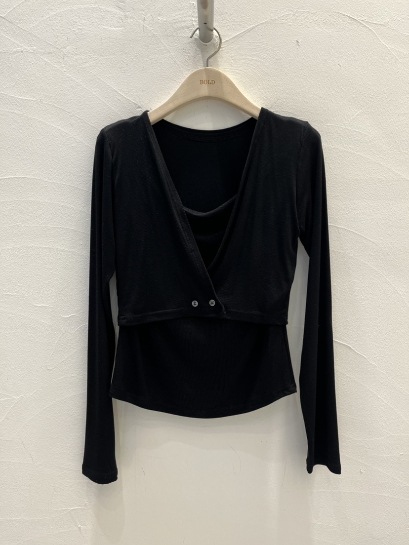 BOLD韓國代購女裝新品時尚熱賣26春夏真品休閑長袖T恤假兩件BOLD長袖T恤圖色3