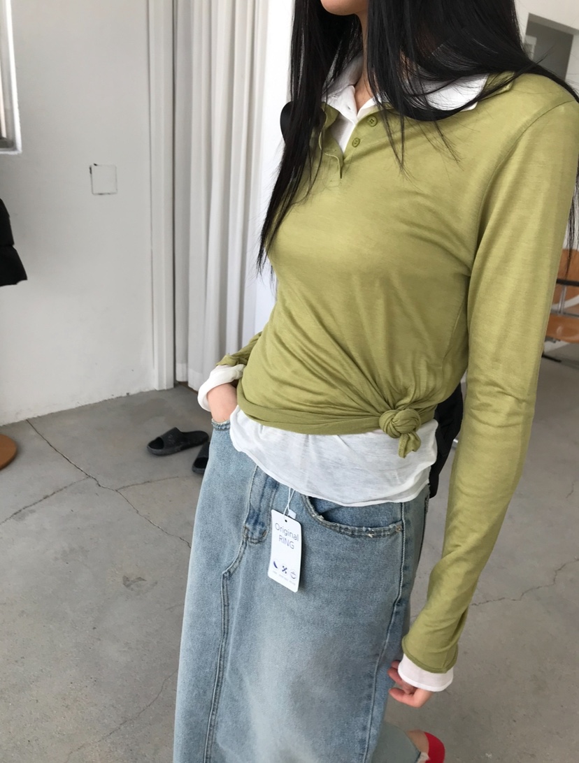 CEDARWOOD東大門實拍女士新款時尚熱賣長袖T恤不含內搭絲綢CEDAR WOOD長袖T恤