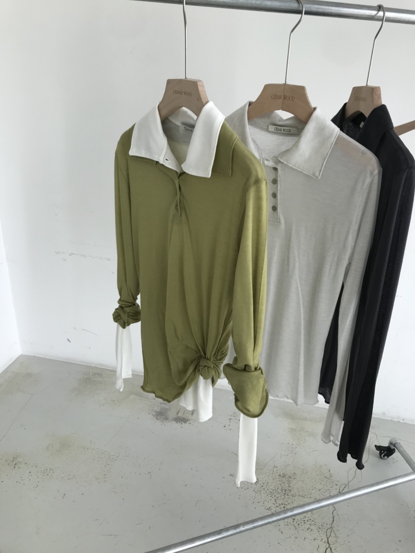 CEDARWOOD東大門實拍女士新款時尚熱賣長袖T恤不含內搭絲綢CEDAR WOOD長袖T恤