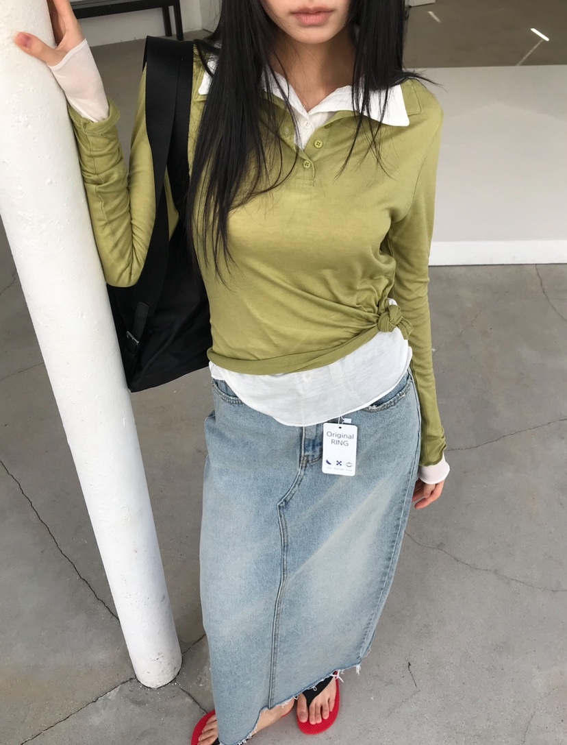 CEDARWOOD東大門實拍女士新款時尚熱賣長袖T恤不含內搭絲綢CEDAR WOOD長袖T恤圖色1