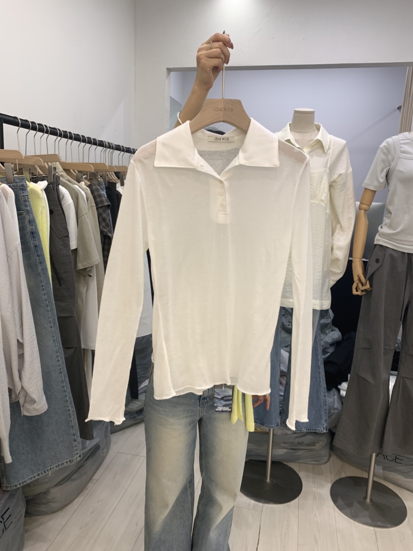 CEDARWOOD東大門實拍女士新款時尚熱賣長袖T恤不含內搭絲綢CEDAR WOOD長袖T恤圖色3