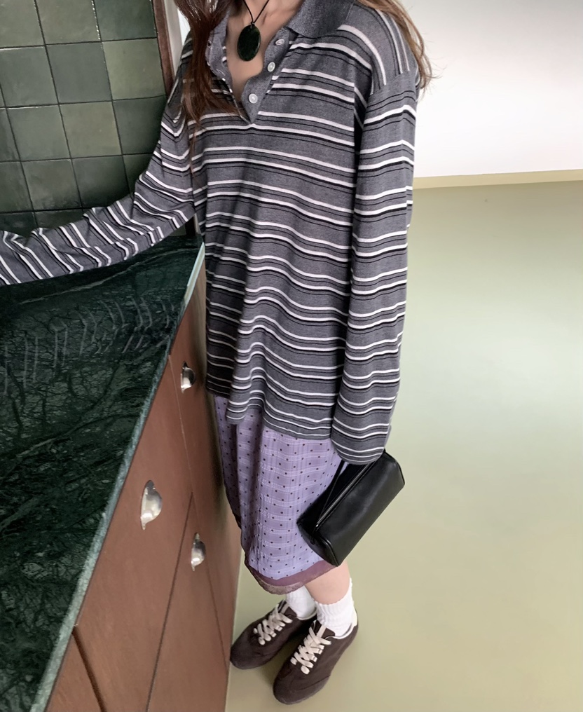 PEBBLE韓國代購女士新品熱賣人氣26春夏時尚針織衫開衫條紋PEBBLE針織衫