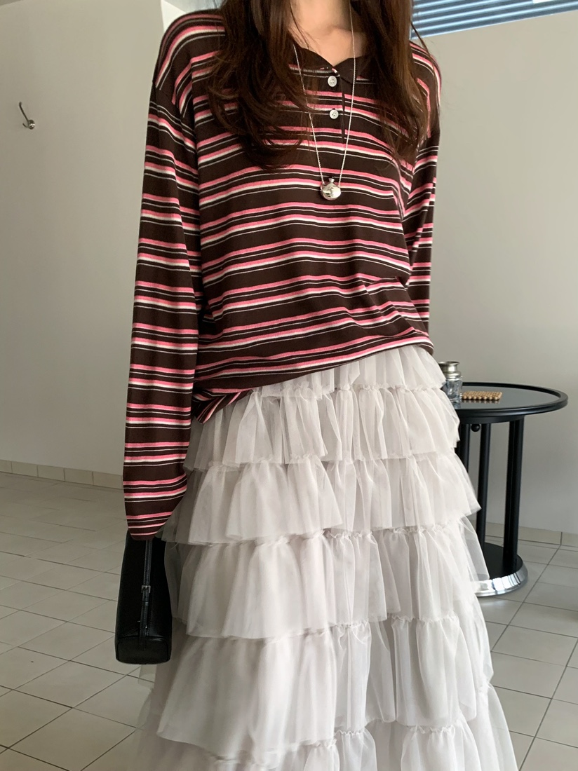 PEBBLE韓國代購女士新品熱賣人氣26春夏時尚針織衫開衫條紋PEBBLE針織衫