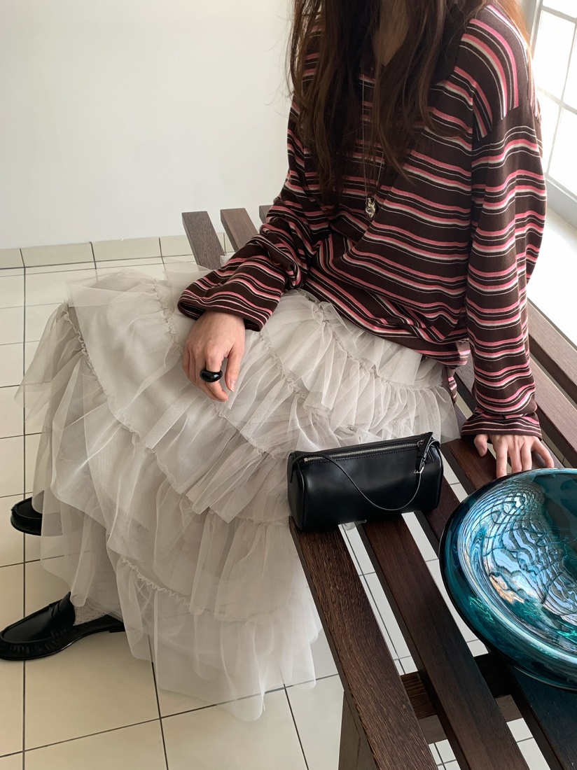 PEBBLE韓國代購女士新品熱賣人氣26春夏時尚針織衫開衫條紋PEBBLE針織衫