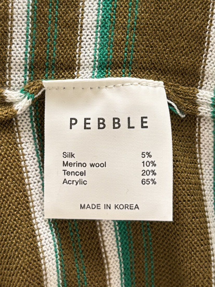 PEBBLE韓國代購女士新品熱賣人氣26春夏時尚針織衫開衫條紋PEBBLE針織衫