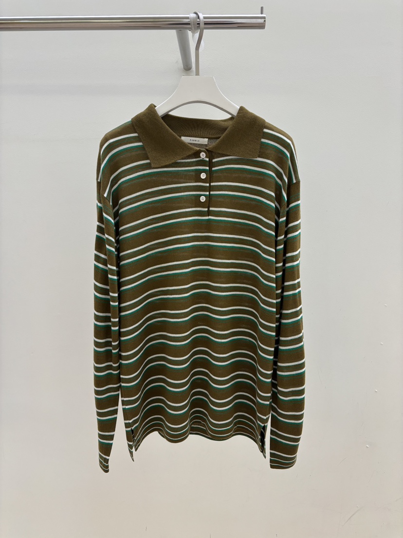 PEBBLE韓國代購女士新品熱賣人氣26春夏時尚針織衫開衫條紋PEBBLE針織衫圖色3