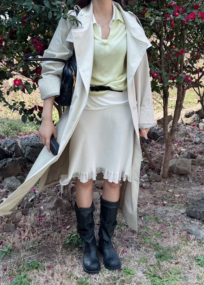 MUSHROOM EFFECT東大門代購女裝新品人氣長款風衣含腰帶MUSHROOM EFFECT長款風衣