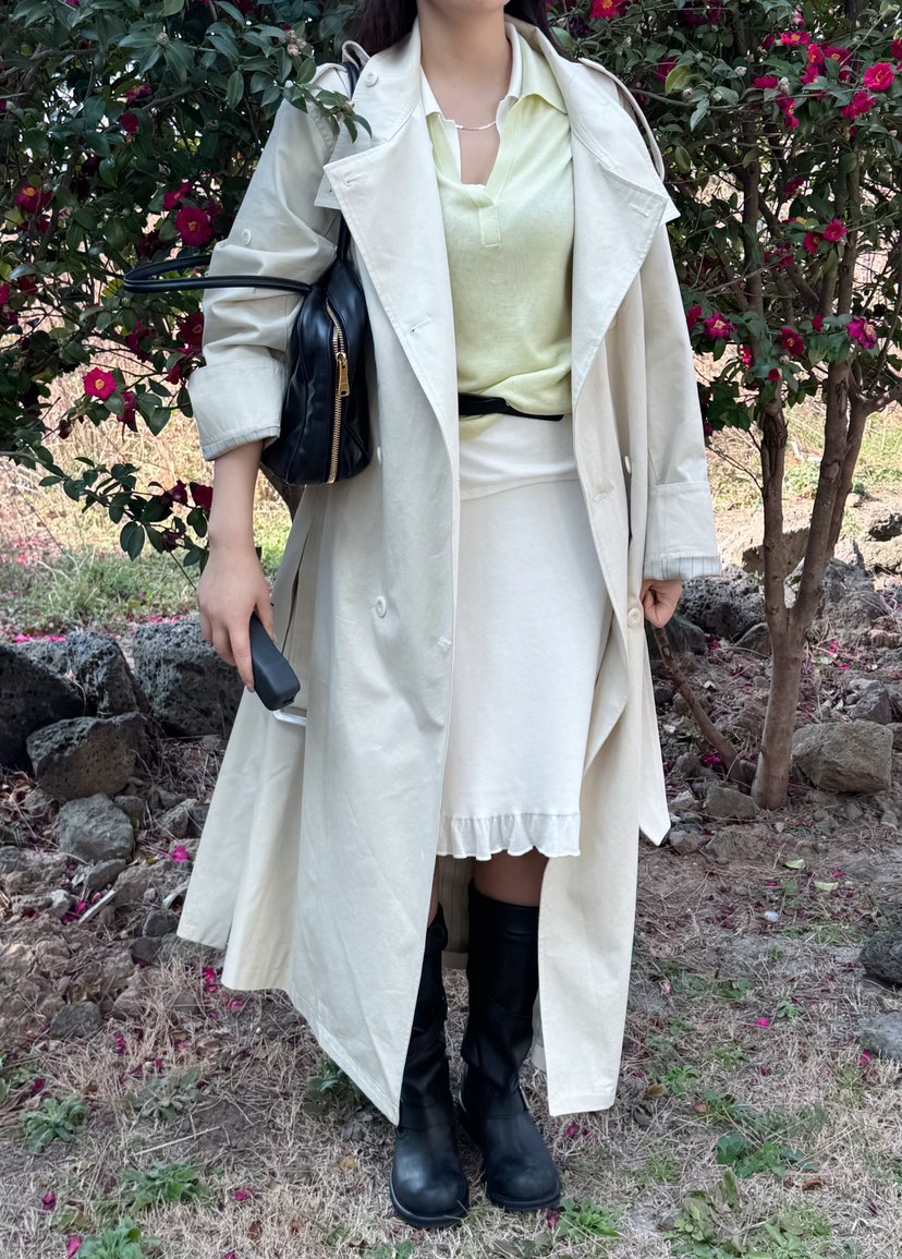 MUSHROOM EFFECT東大門代購女裝新品人氣長款風衣含腰帶MUSHROOM EFFECT長款風衣