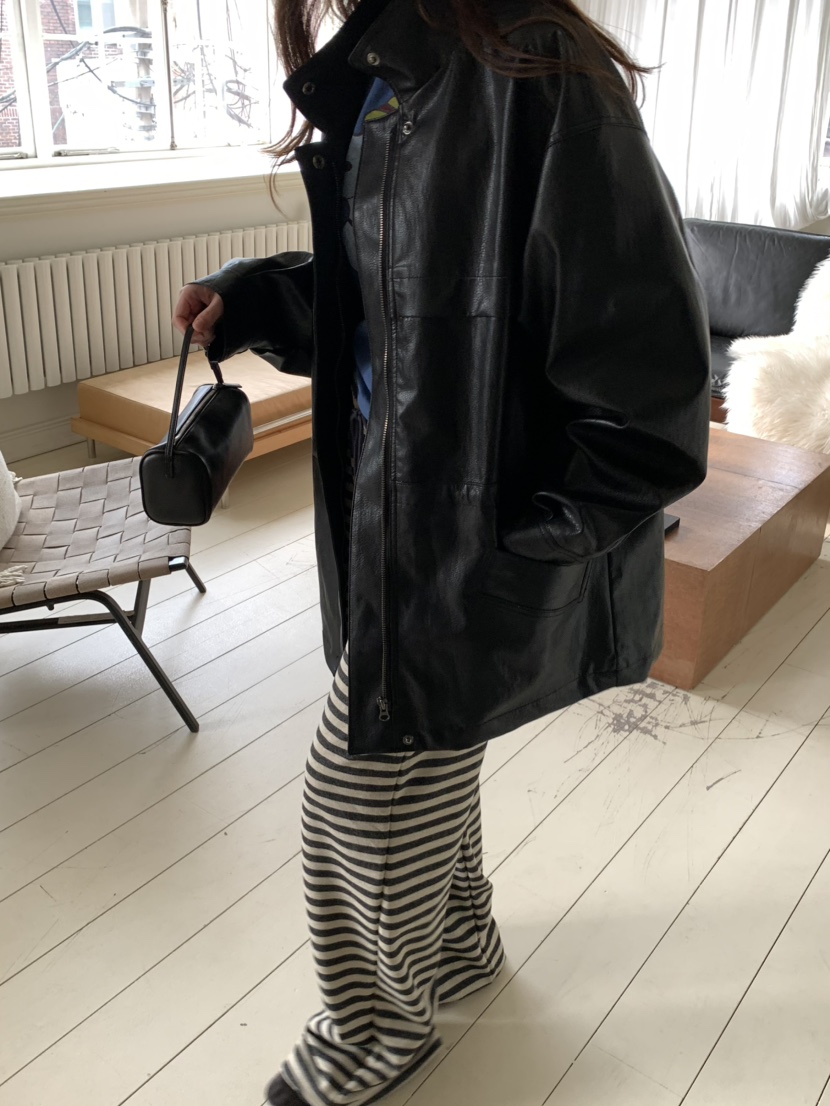 PEBBLE東大門代購女裝新品推薦休閑熱賣職業人氣皮衣皮革PEBBLE皮衣