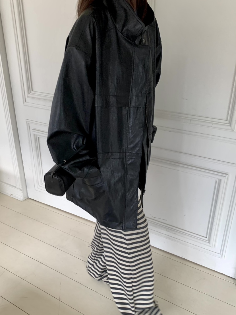 PEBBLE東大門代購女裝新品推薦休閑熱賣職業人氣皮衣皮革PEBBLE皮衣