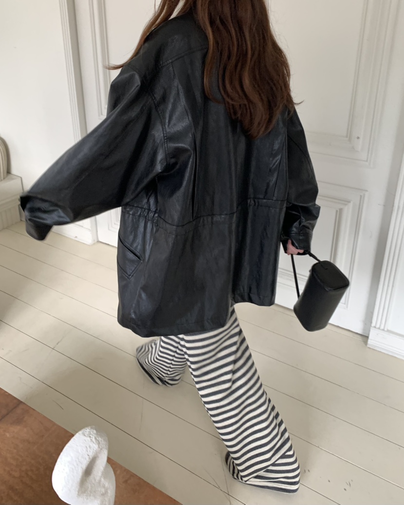 PEBBLE東大門代購女裝新品推薦休閑熱賣職業人氣皮衣皮革PEBBLE皮衣