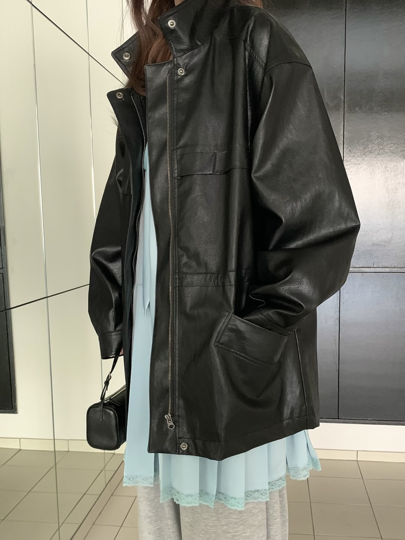 PEBBLE東大門代購女裝新品推薦休閑熱賣職業人氣皮衣皮革PEBBLE皮衣