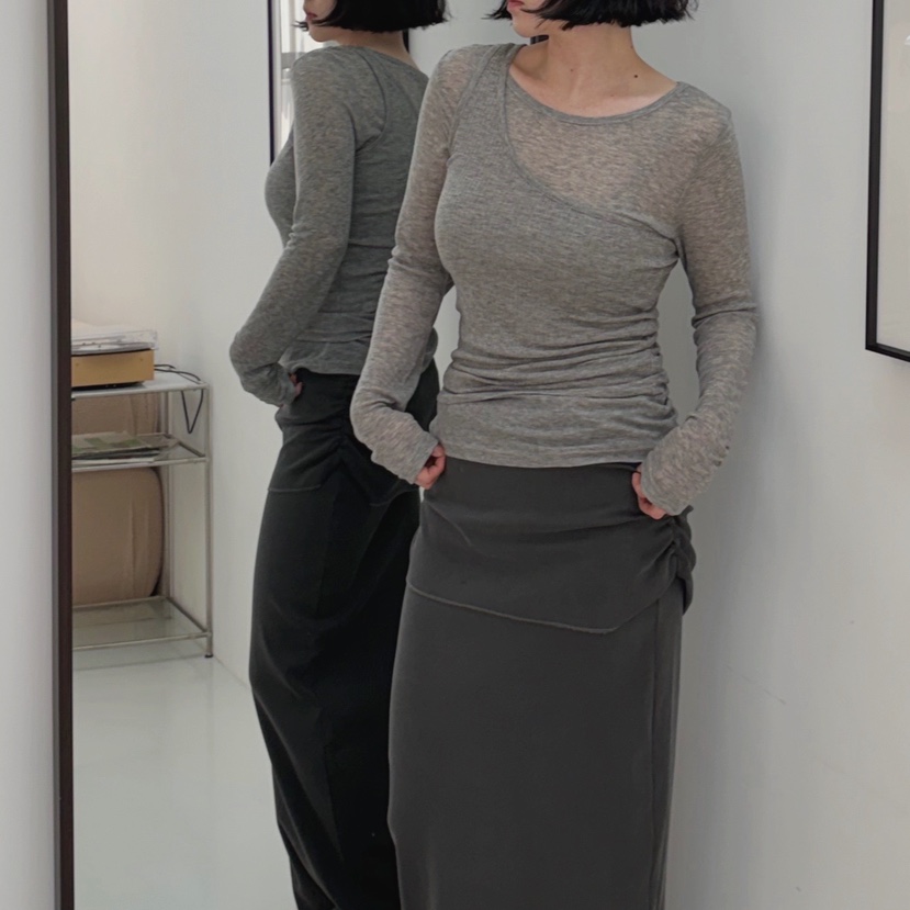 JOA東大門直郵女裝新款人氣休閑職業26春夏時尚長袖T恤天絲JOA長袖T恤圖色1