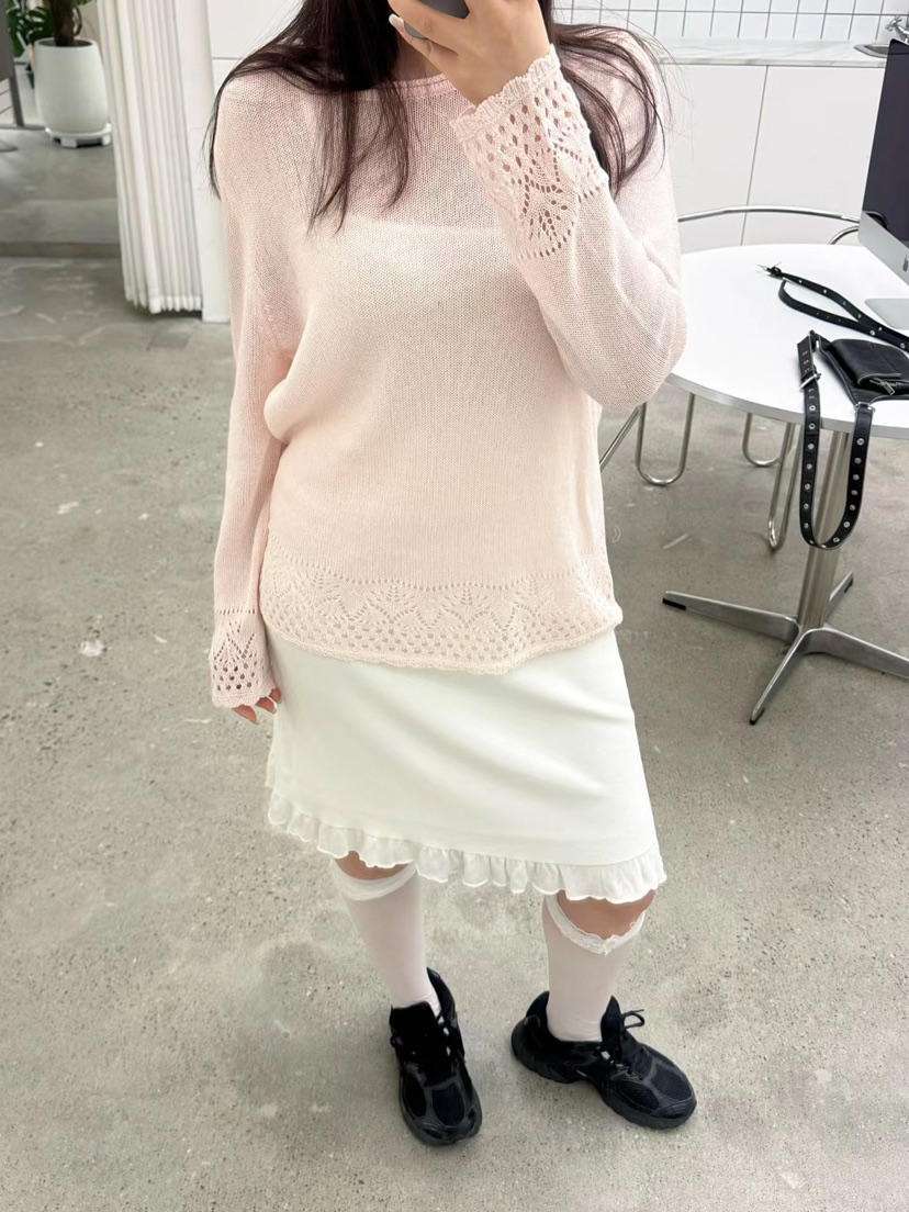 MUSHROOM EFFECT韓國直郵女裝新品休閑真品26春夏針織衫花朵MUSHROOM EFFECT針織衫