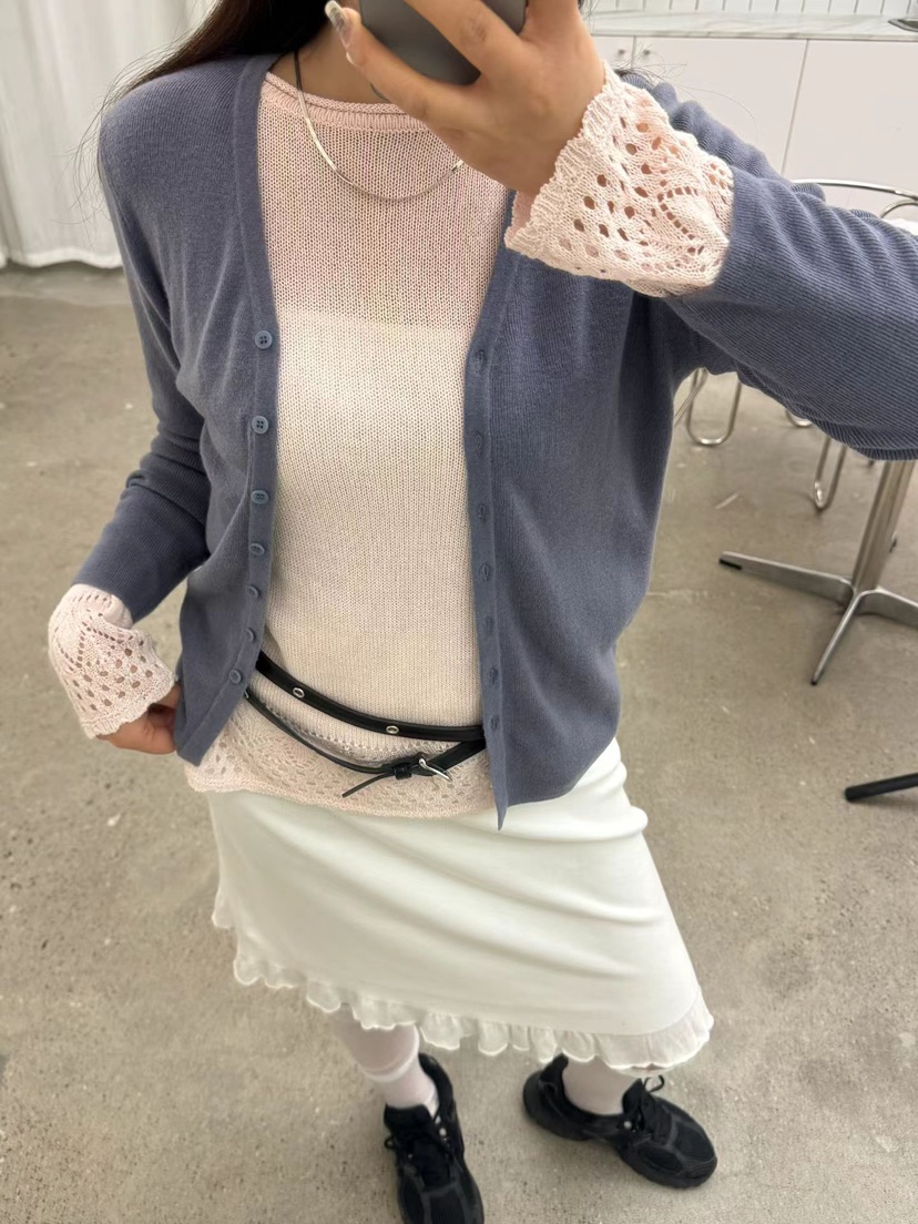 MUSHROOM EFFECT韓國直郵女裝新品休閑真品26春夏針織衫花朵MUSHROOM EFFECT針織衫