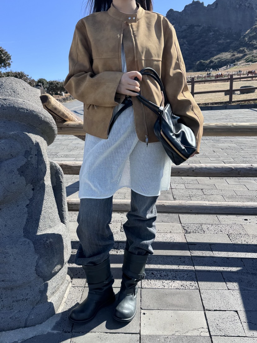 MUSHROOM EFFECT東大門代購女士新品26春夏真品夾克皮革MUSHROOM EFFECT夾克