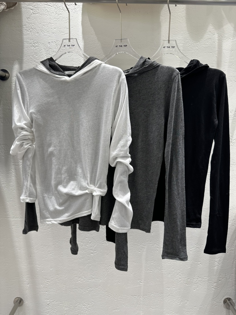 JOA東大門實拍女裝新品26春夏時尚長袖T恤連帽衫修身棉質JOA長袖T恤圖色3左三色