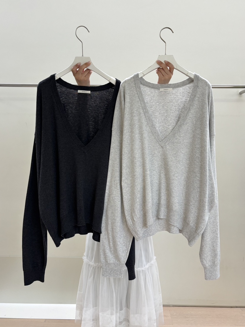 PEBBLE東大門直郵女裝新品人氣26春夏真品推薦針織衫V領棉PEBBLE針織衫