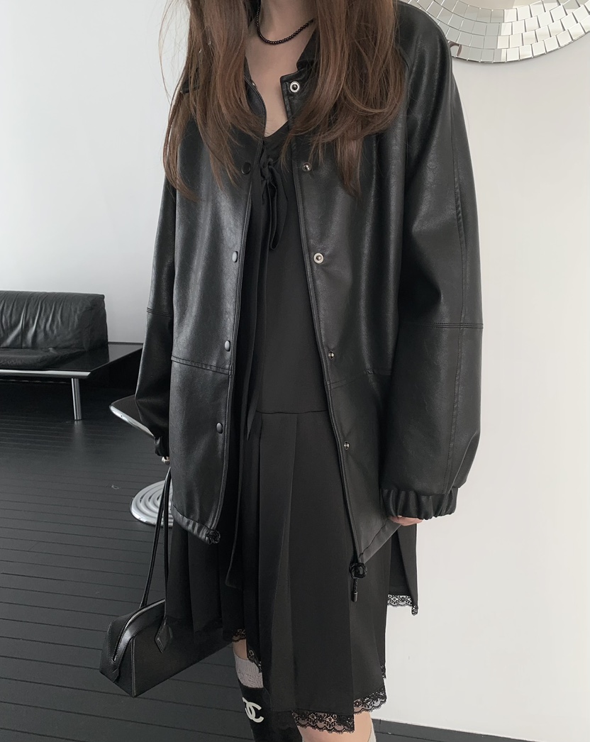 PEBBLE韓國直郵女裝新品人氣休閑真品26春夏時尚熱賣皮衣PEBBLE皮衣