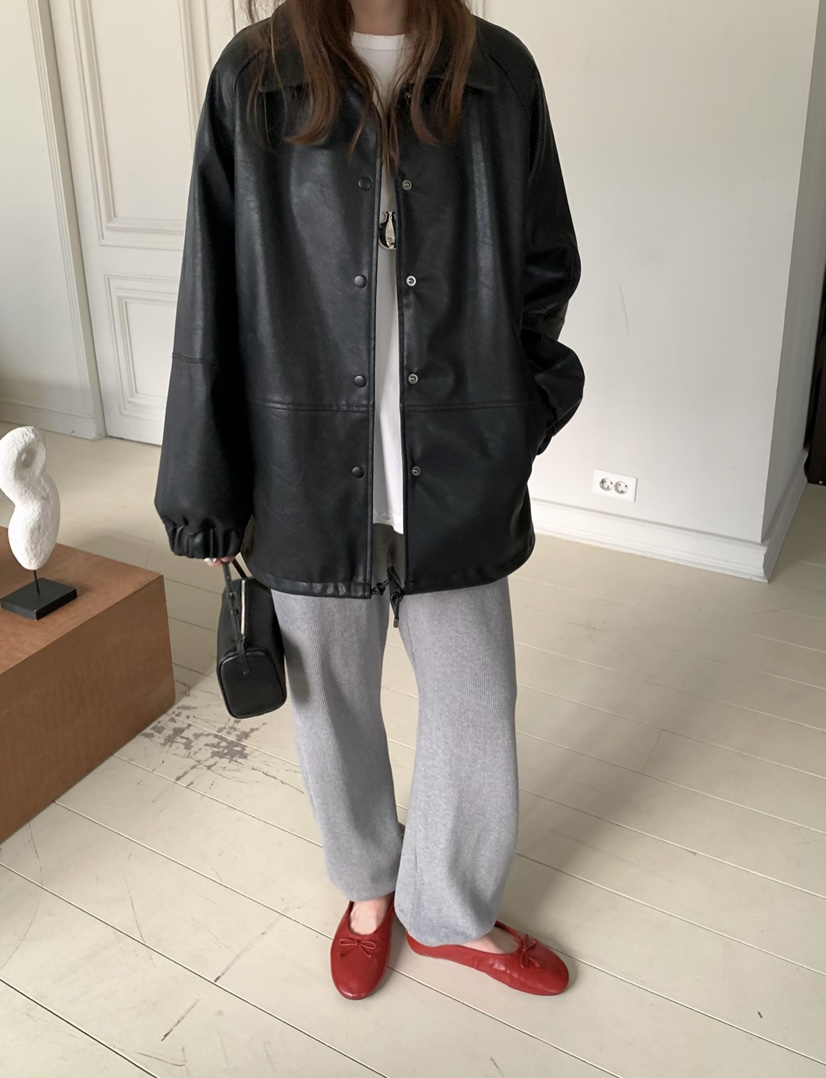 PEBBLE韓國直郵女裝新品人氣休閑真品26春夏時尚熱賣皮衣PEBBLE皮衣