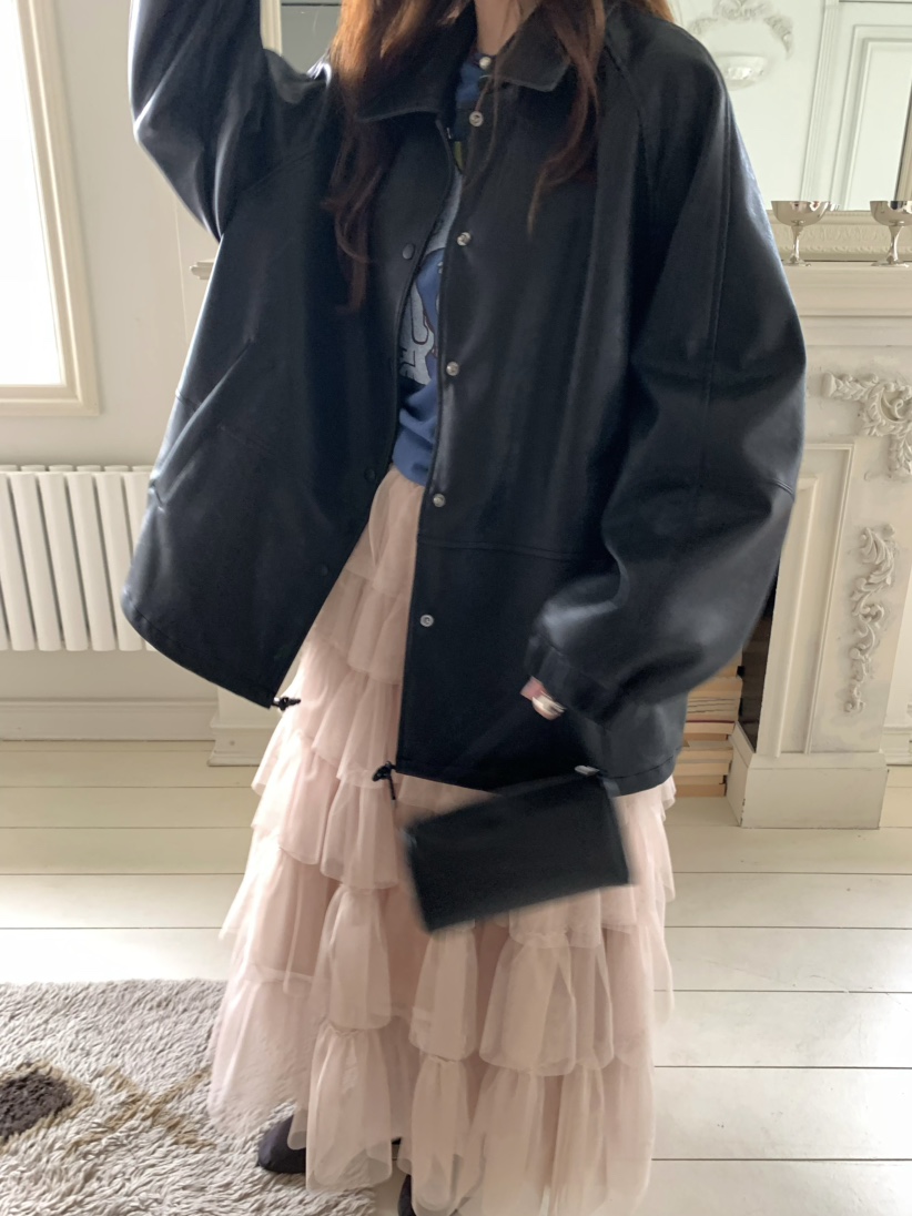 PEBBLE韓國直郵女裝新品人氣休閑真品26春夏時尚熱賣皮衣PEBBLE皮衣