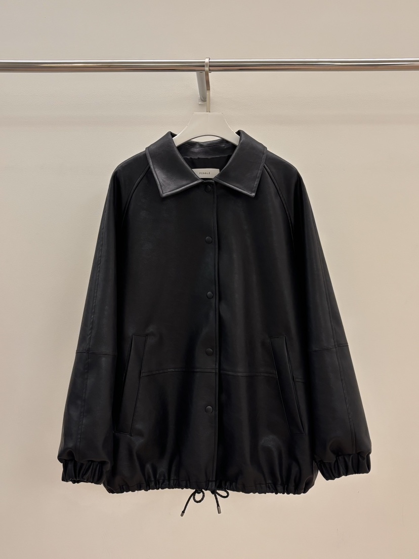 PEBBLE韓國直郵女裝新品人氣休閑真品26春夏時尚熱賣皮衣PEBBLE皮衣