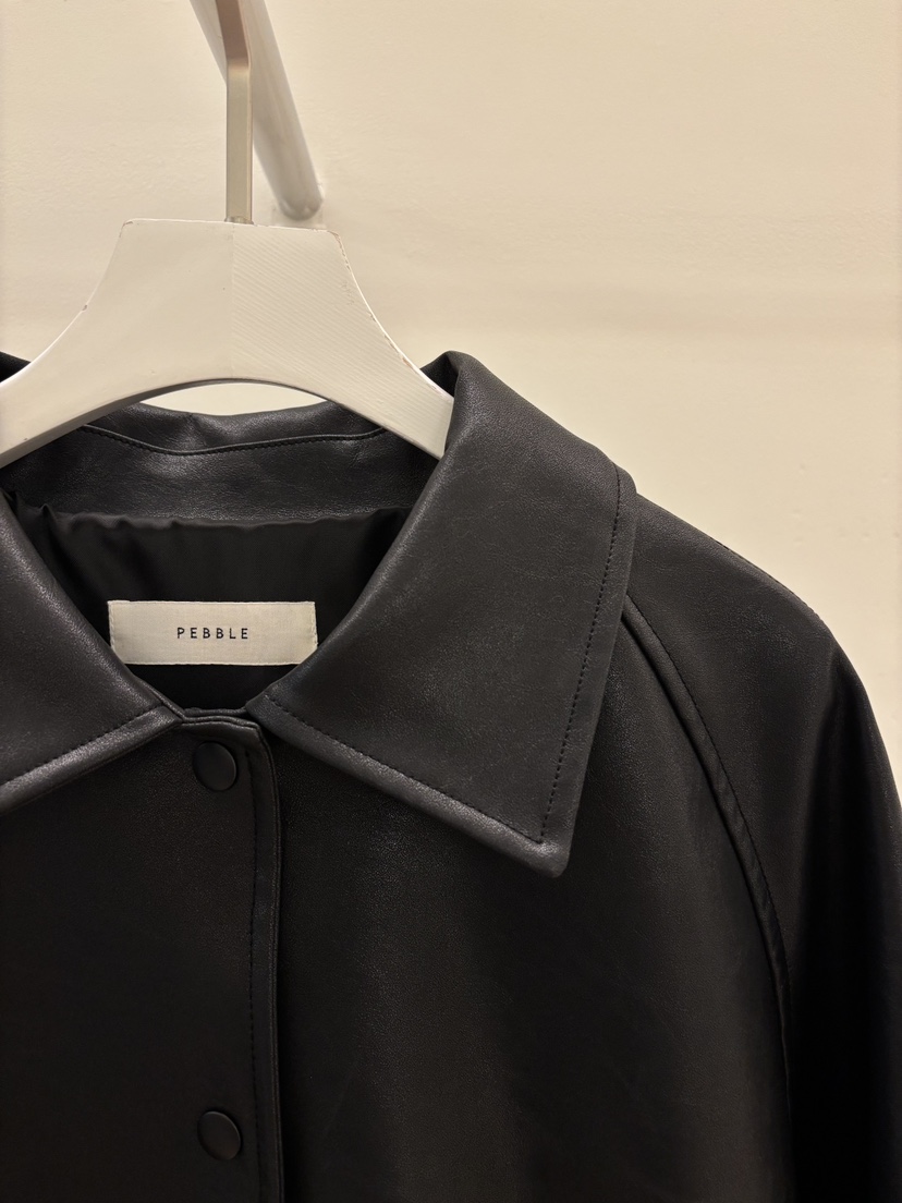 PEBBLE韓國直郵女裝新品人氣休閑真品26春夏時尚熱賣皮衣PEBBLE皮衣