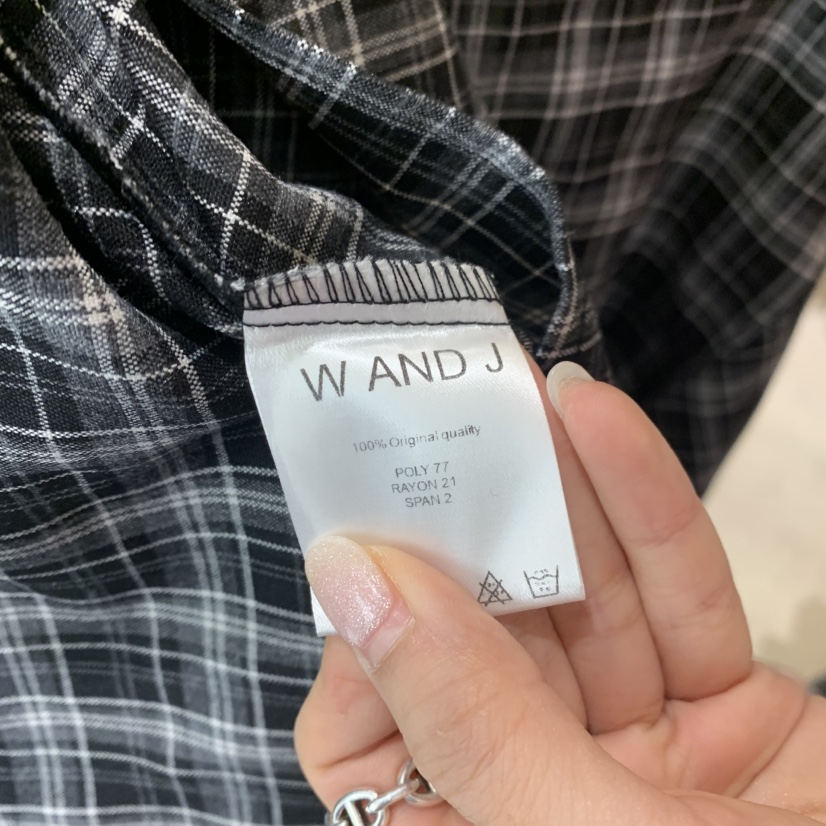 W AND J東大門代購女士新款休閑熱賣時尚襯衫蕾絲衫格子W AND J襯衫/蕾絲衫