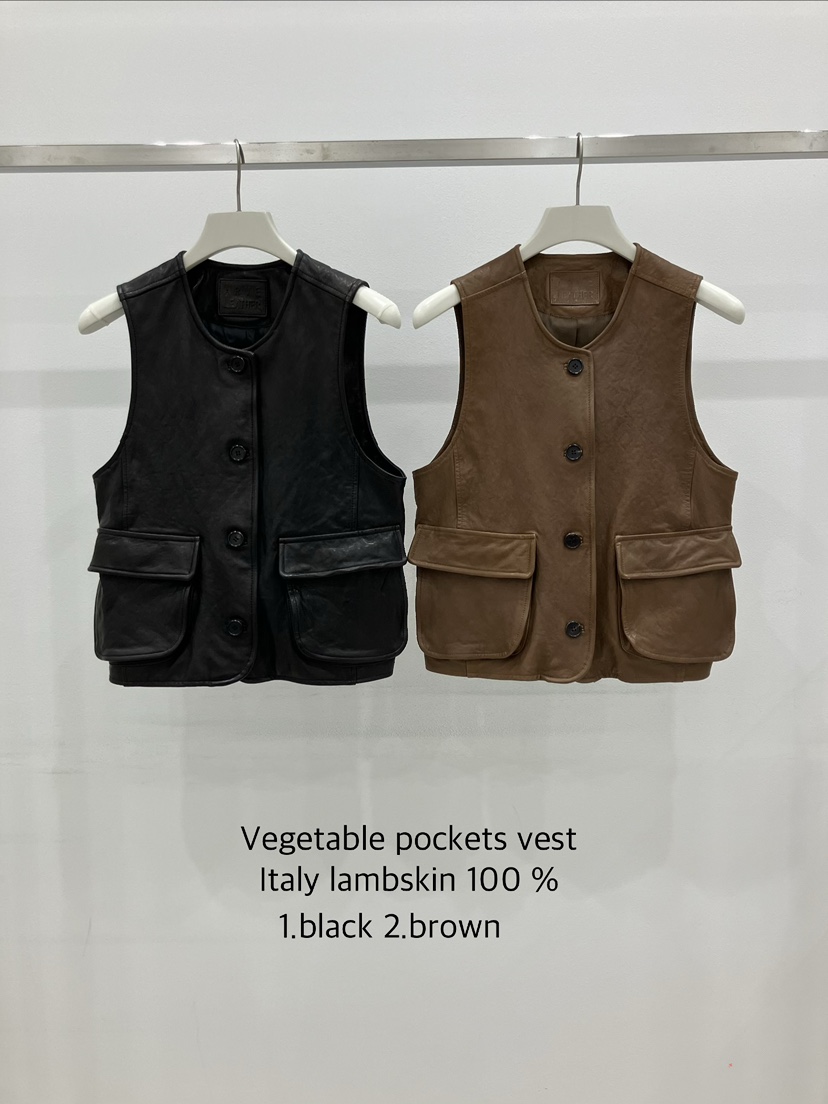 ARVE東大門實拍女士新款職業26春夏真品人氣馬甲口袋皮革ARVE馬甲