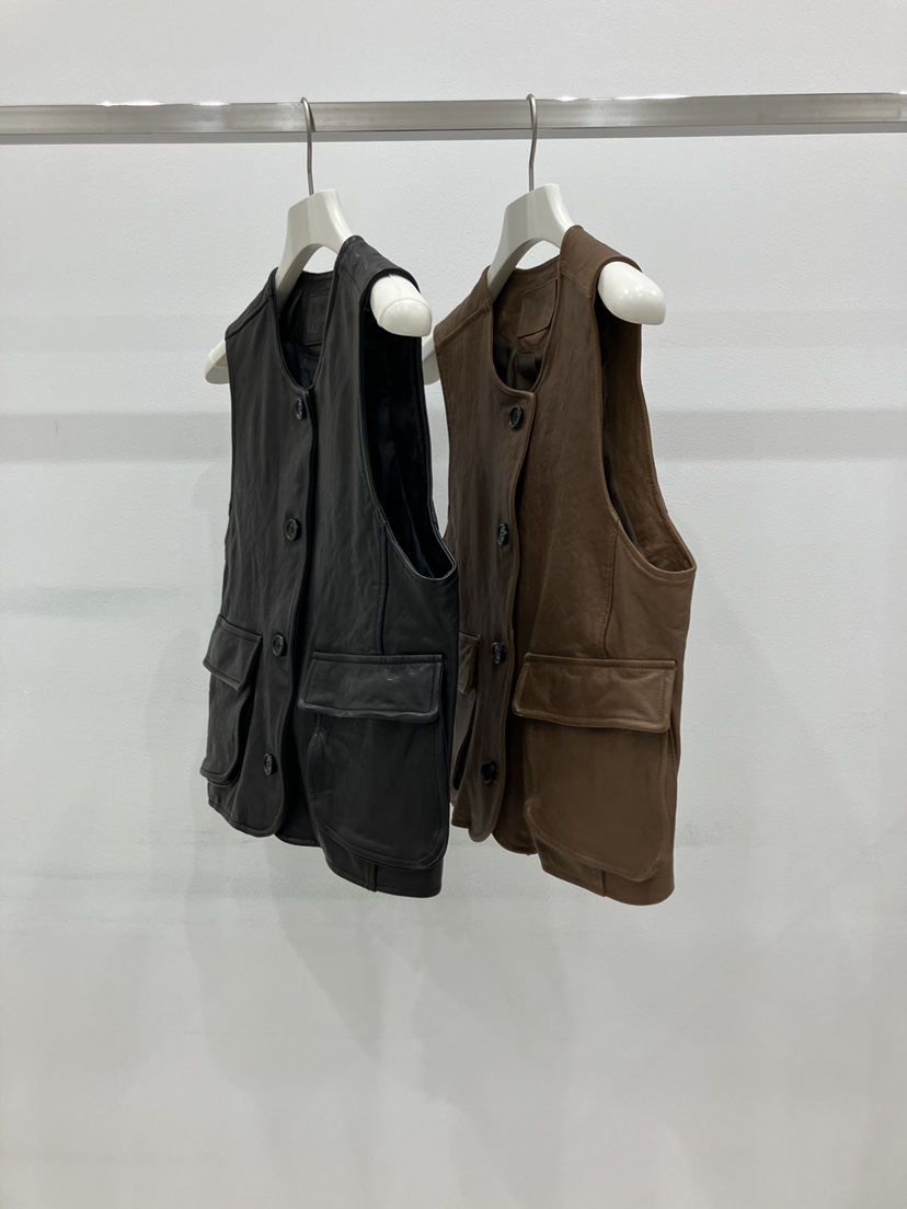 ARVE東大門實拍女士新款職業26春夏真品人氣馬甲口袋皮革ARVE馬甲