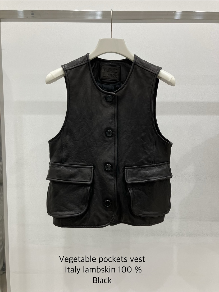 ARVE東大門實拍女士新款職業26春夏真品人氣馬甲口袋皮革ARVE馬甲圖色2