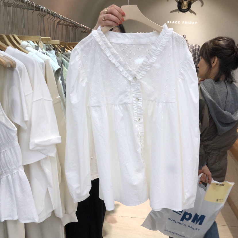 BLACKFRIDAY韓國代購女裝新款26春夏休閑人氣時尚襯衫蕾絲衫BLACK FRIDAY襯衫/蕾絲衫圖色1