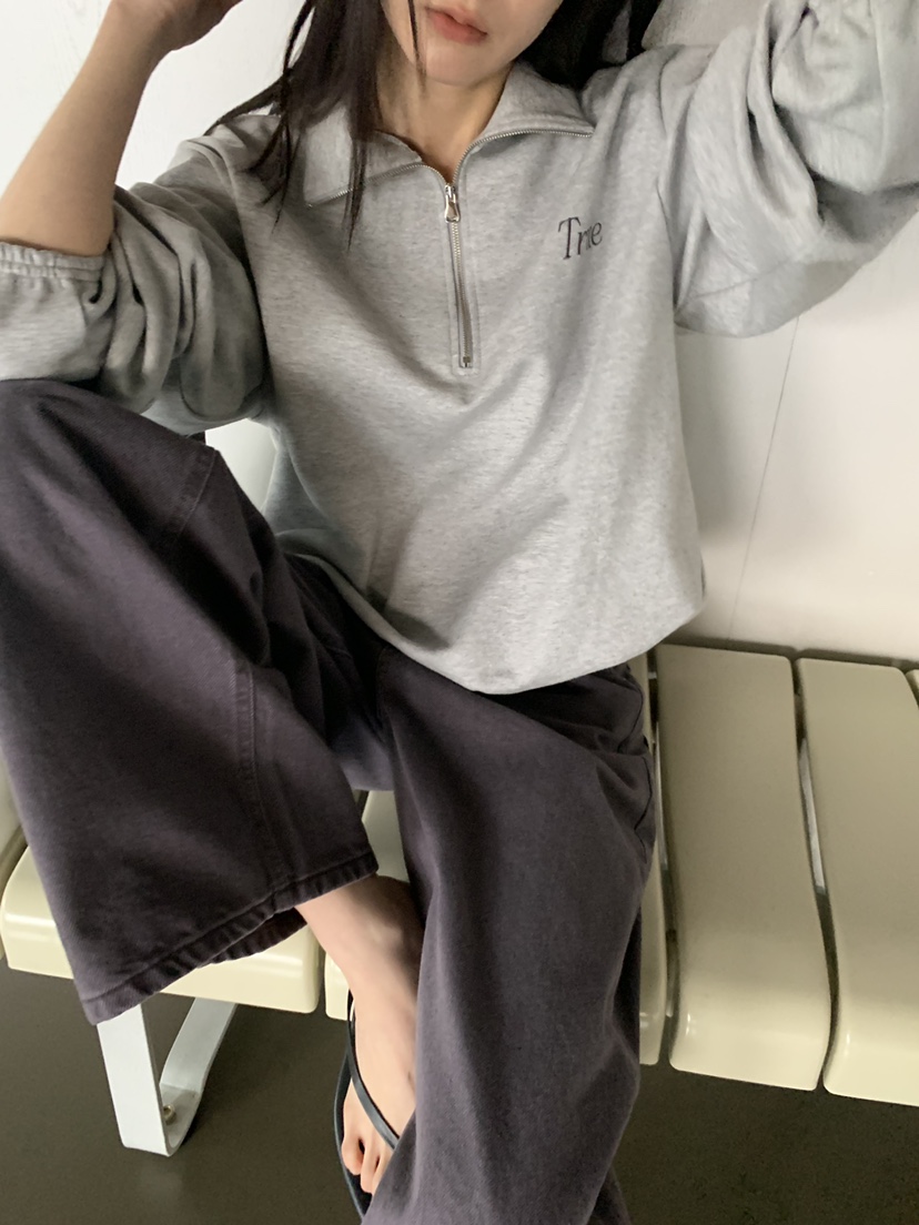 TRUE韓國代購女士新品時尚職業人氣熱賣休閑26春夏衛衣拉鏈TRUE衛衣