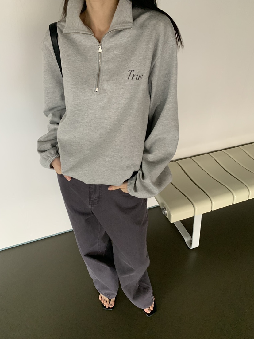 TRUE韓國代購女士新品時尚職業人氣熱賣休閑26春夏衛衣拉鏈TRUE衛衣