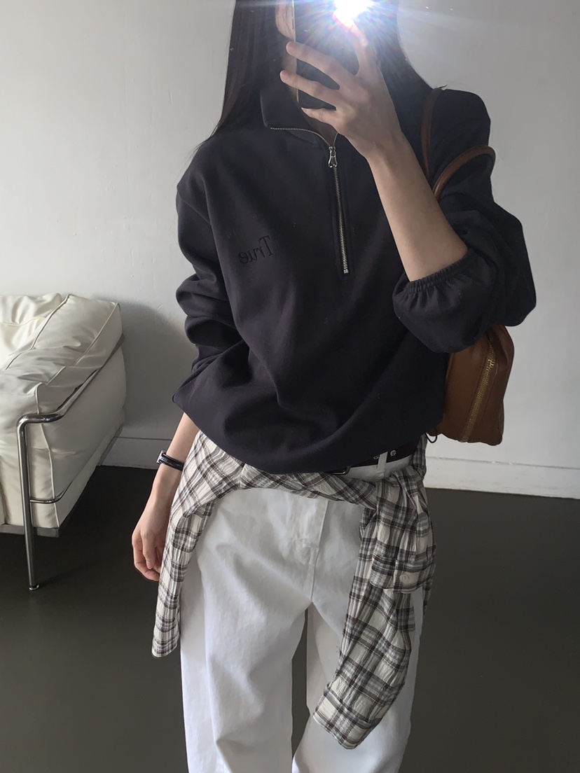 TRUE韓國代購女士新品時尚職業人氣熱賣休閑26春夏衛衣拉鏈TRUE衛衣