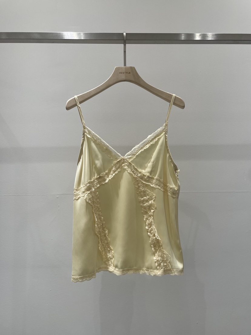 RE STYLE-Q東大門實拍女裝新品推薦人氣吊帶背心蕾絲緞面RE STYLE吊帶/背心圖色3