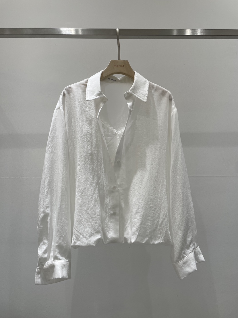 RE STYLE-Q東大門代購女士新品26春夏襯衫蕾絲衫雙排扣RE STYLE襯衫/蕾絲衫圖色1