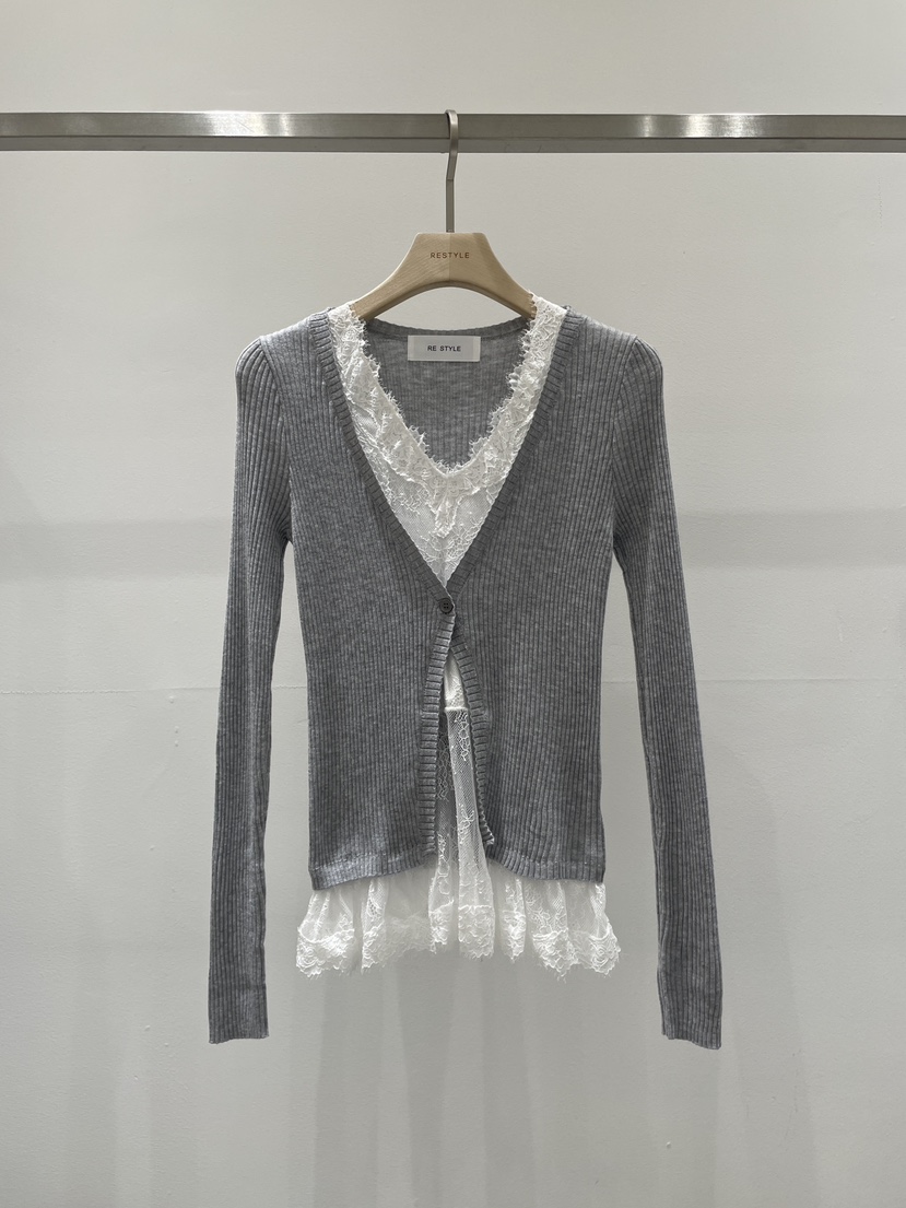 RE STYLE-Q東大門直郵女裝新款人氣真品休閑針織衫蕾絲RE STYLE針織衫圖色2