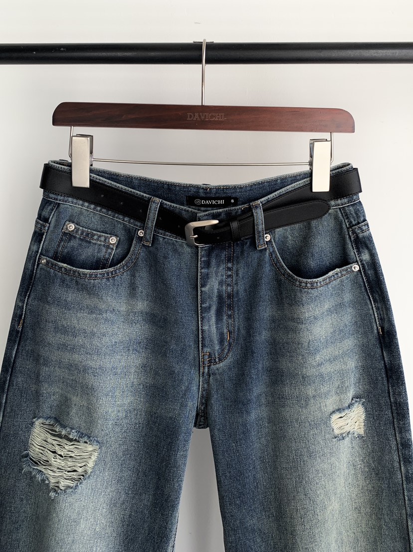 DAVICHI/D.SECOND東大門直郵女士新品時尚牛仔褲含隨機腰帶DAVICHI/D.SECOND牛仔褲