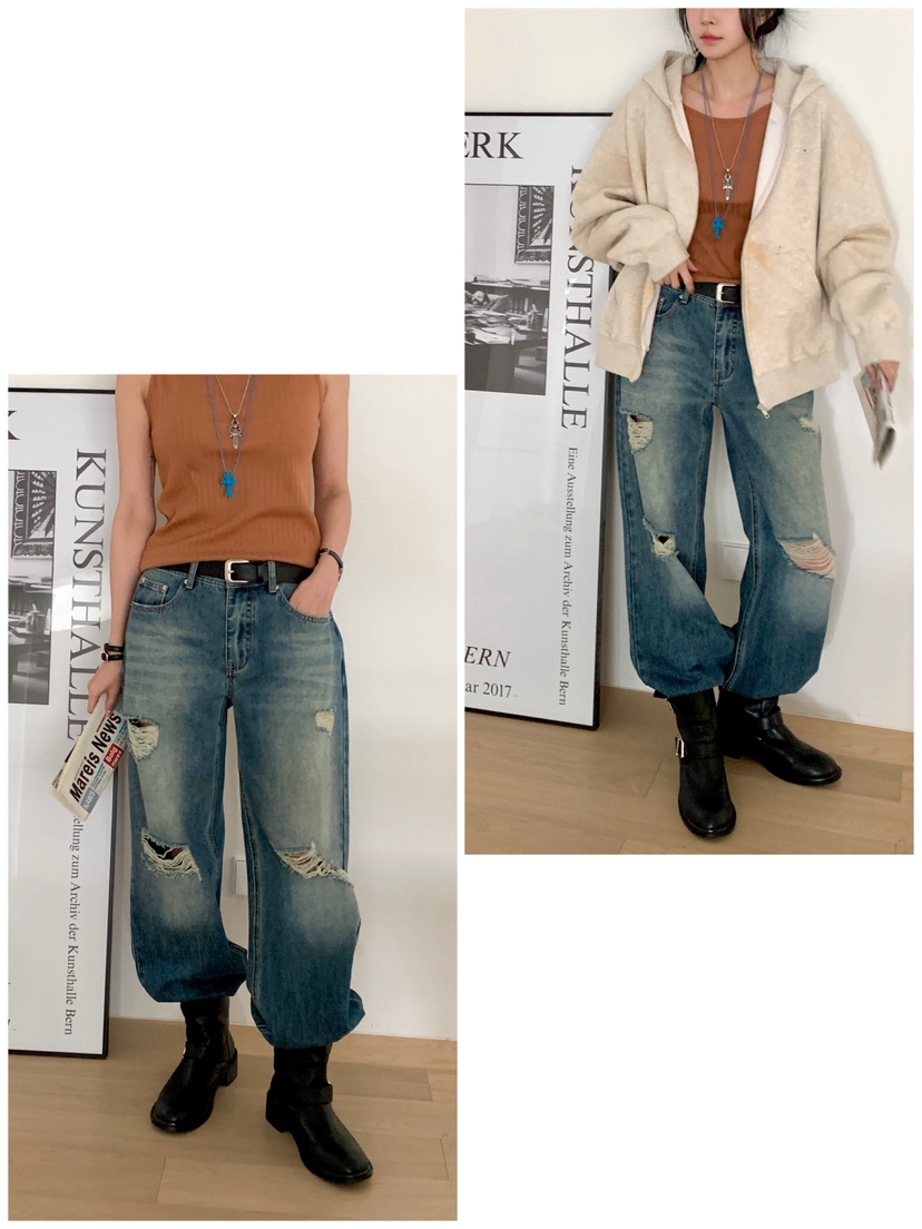 DAVICHI/D.SECOND東大門直郵女士新品時尚牛仔褲含隨機腰帶DAVICHI/D.SECOND牛仔褲