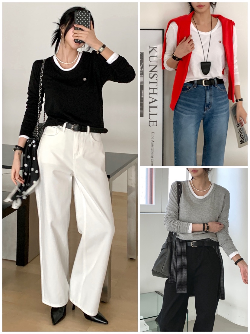 DAVICHI/D.SECOND韓國代購女士新品熱賣休閑職業長袖T恤DAVICHI/D.SECOND長袖T恤